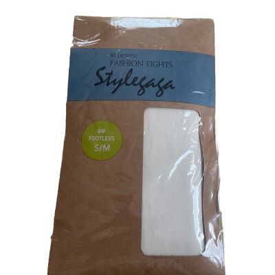 Stylegaga Footless Tights White Size S/M New 80 Denier Globalegg Fashion